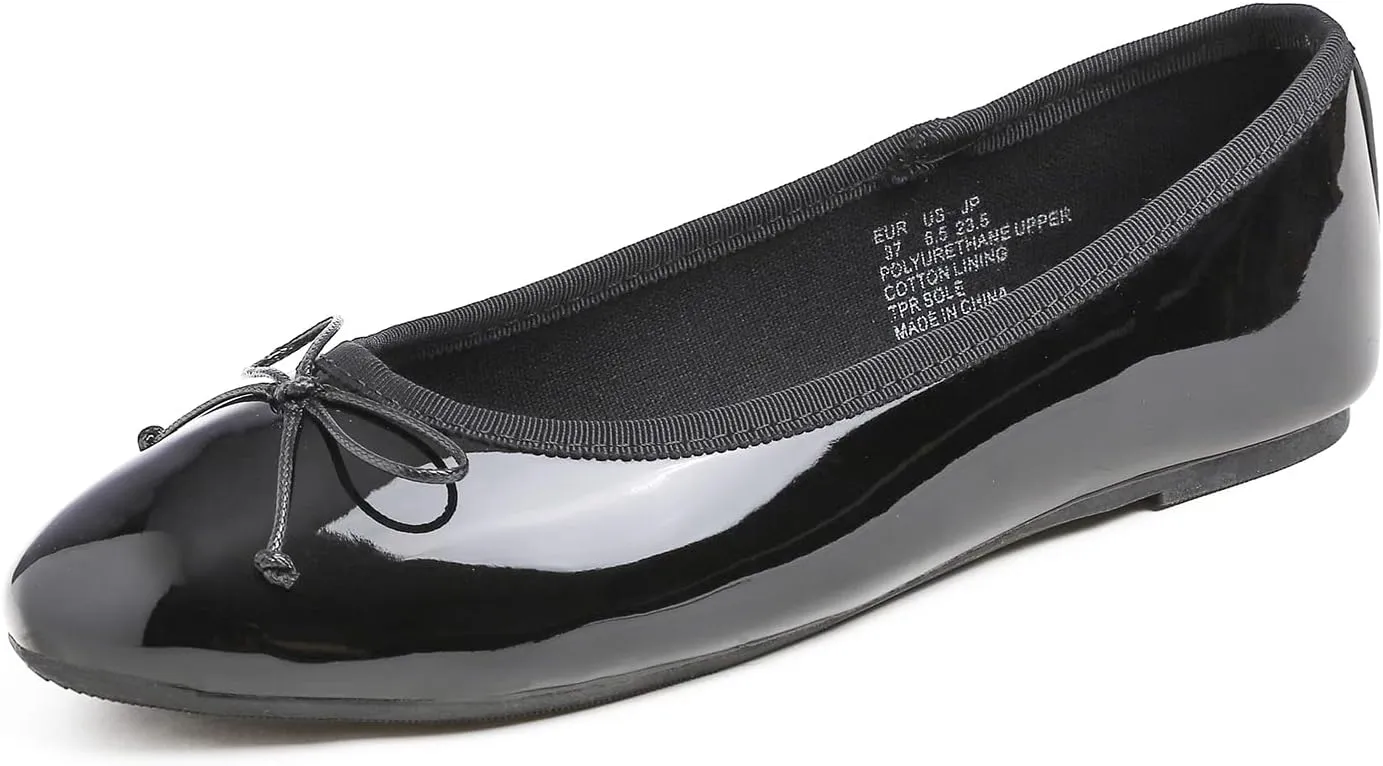 FEVERSOLE Women's Macaroon Colorful Memory Foam Cushion Insock Patent Ballet Flat