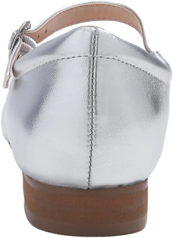 FEVERSOLE Women's Mary Jane Fashion Square Toe Padded Ankle Low Heel Slip On Flats