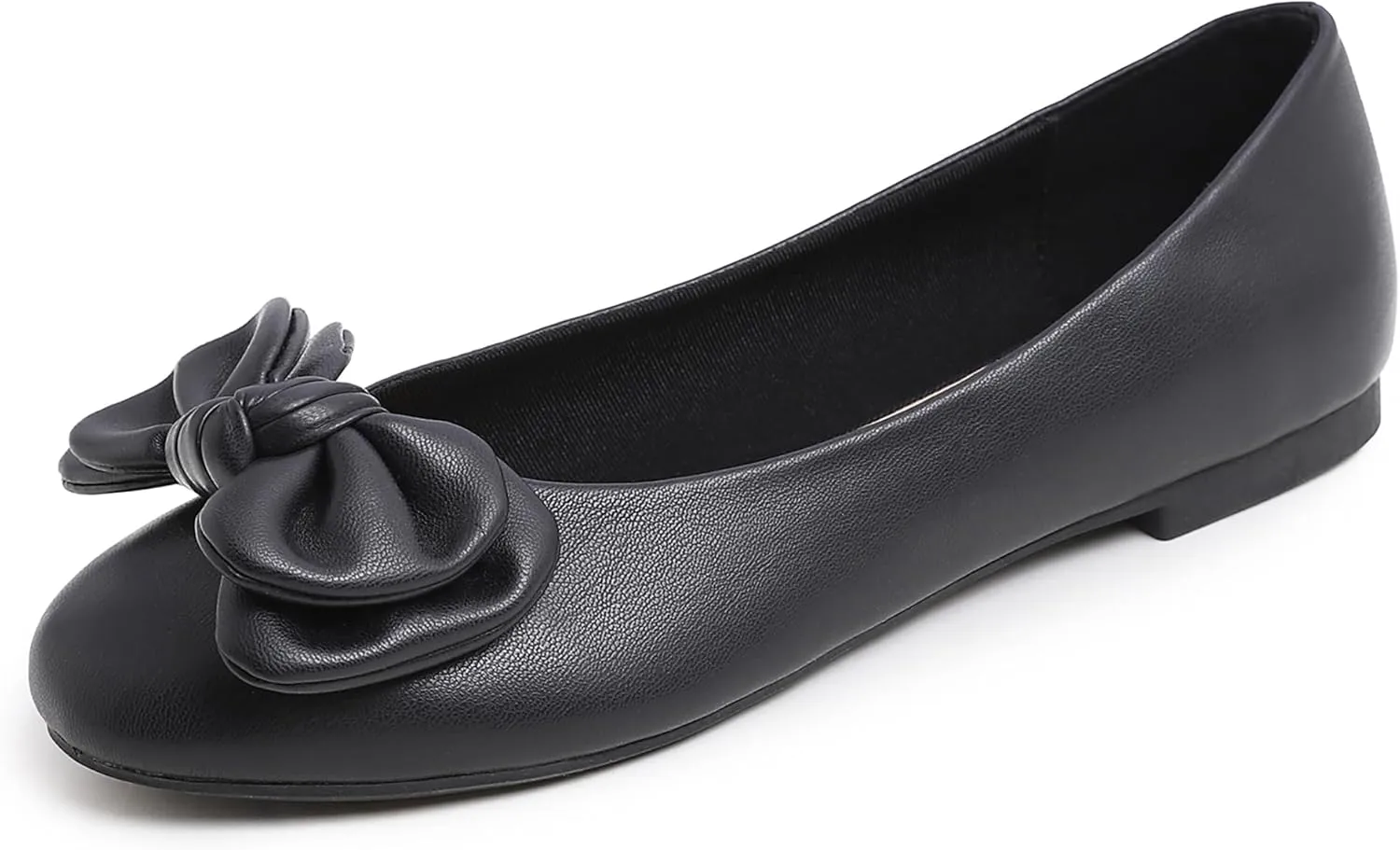 Feversole Women's Round Toe Cute Bow Trim Ballet Flats