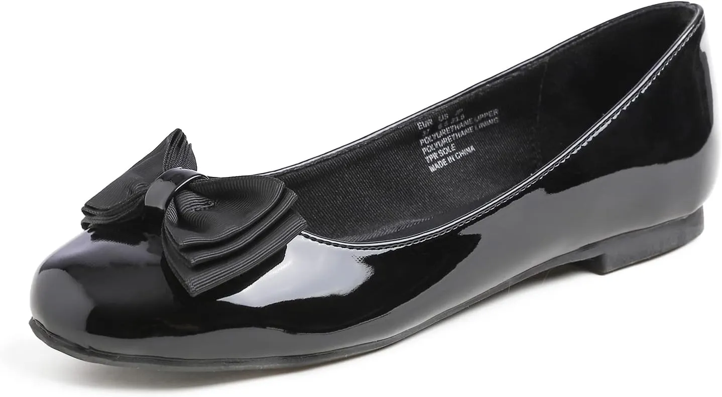 Feversole Women's Round Toe Cute Bow Trim Ballet Flats