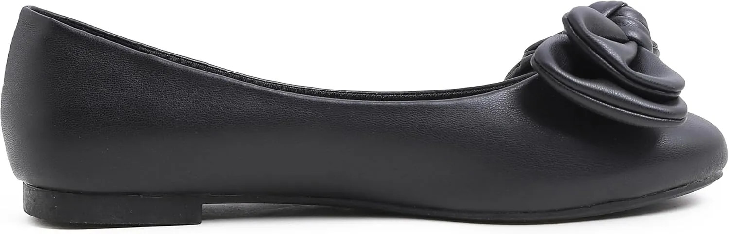 Feversole Women's Round Toe Cute Bow Trim Ballet Flats