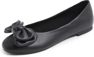 Feversole Women's Round Toe Cute Bow Trim Ballet Flats