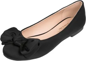 Feversole Women's Round Toe Cute Bow Trim Ballet Flats