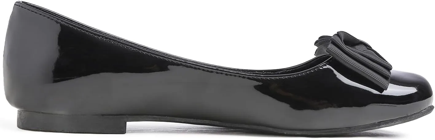 Feversole Women's Round Toe Cute Bow Trim Ballet Flats