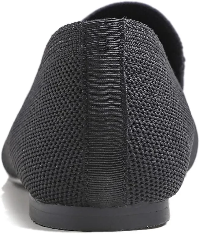FEVERSOLE Women's Woven Pointy Fashion Cutouts Breathable Knit Flat Shoes