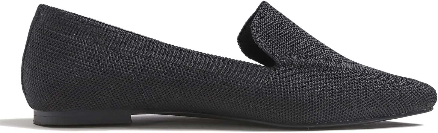 FEVERSOLE Women's Woven Pointy Fashion Cutouts Breathable Knit Flat Shoes