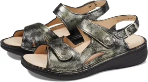 Finn Comfort Barbuda Women's Dressy Casual Flat Sandals, Black, White