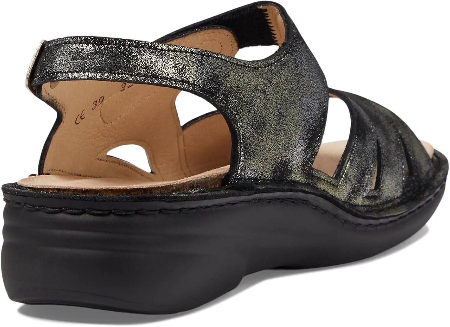 Finn Comfort Barbuda Women's Dressy Casual Flat Sandals, Black, White