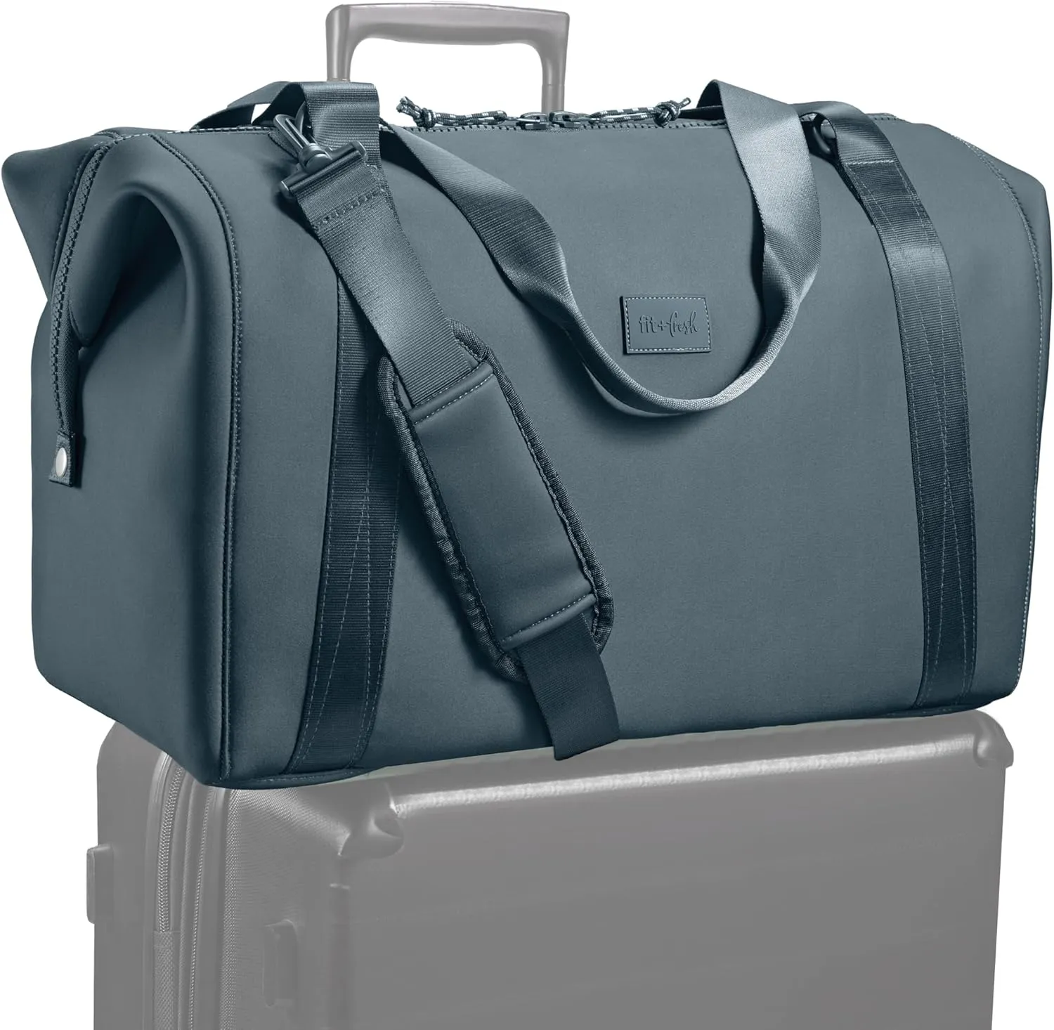 Fit & Fresh Premium Neoprene Weekender Bag With Trolley Sleeve - Large Overnight, Carry-on, Duffel, Gym, and Hospital Bag for Labor & Delivery