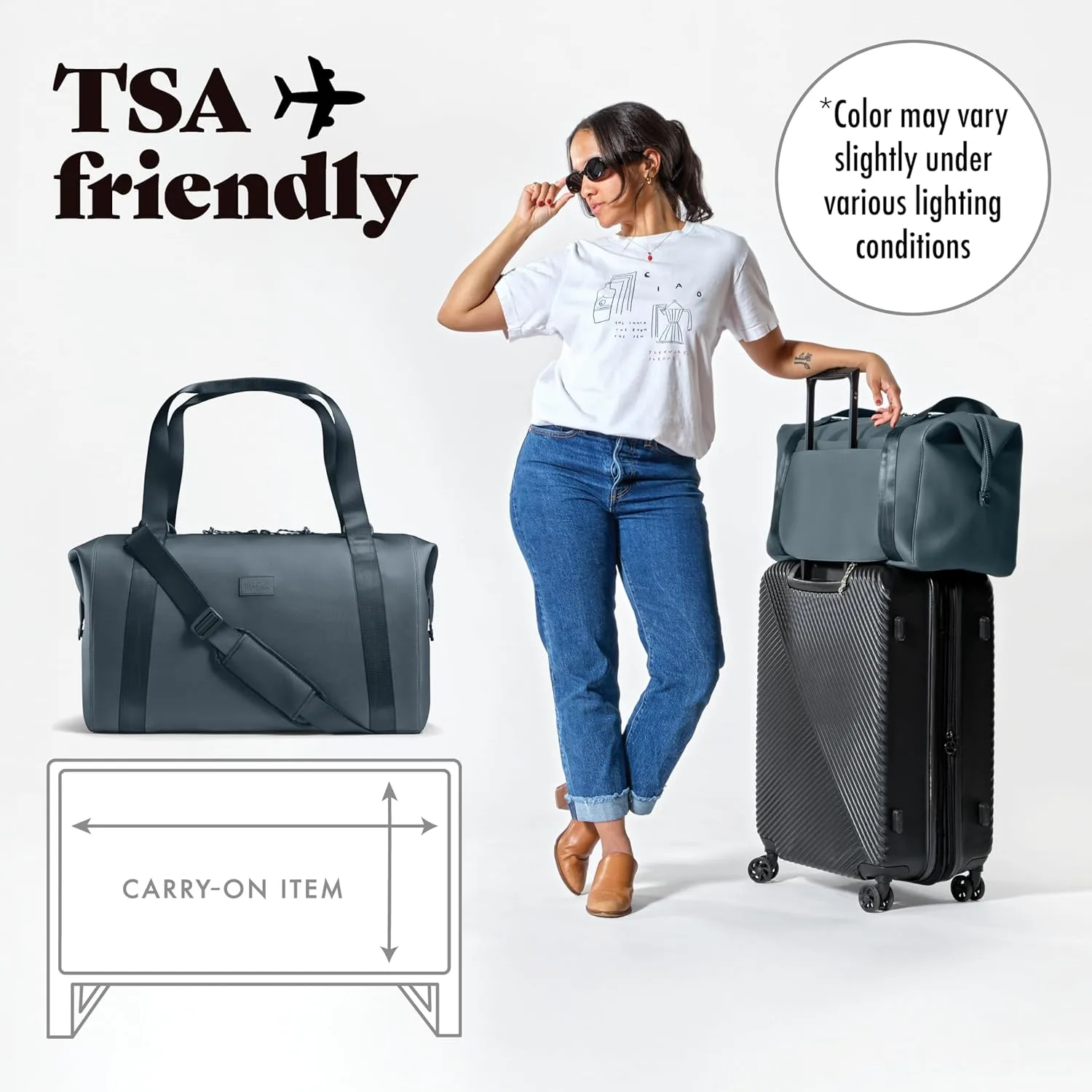 Fit & Fresh Premium Neoprene Weekender Bag With Trolley Sleeve - Large Overnight, Carry-on, Duffel, Gym, and Hospital Bag for Labor & Delivery