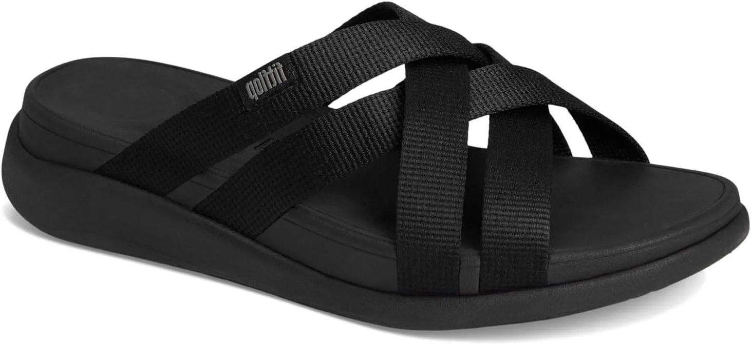 FitFlop Women's F-Mode Go Webbing Flatform Strappy Slides Wedge Sandal