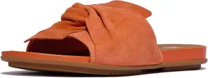 FitFlop Women's Gracie Soft-Twist Suede Slides Wedge Sandal, Satsuma, 9
