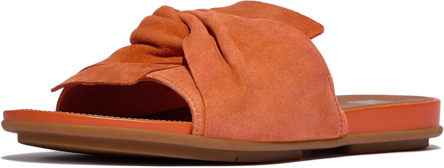 FitFlop Women's Gracie Soft-Twist Suede Slides Wedge Sandal, Satsuma, 9