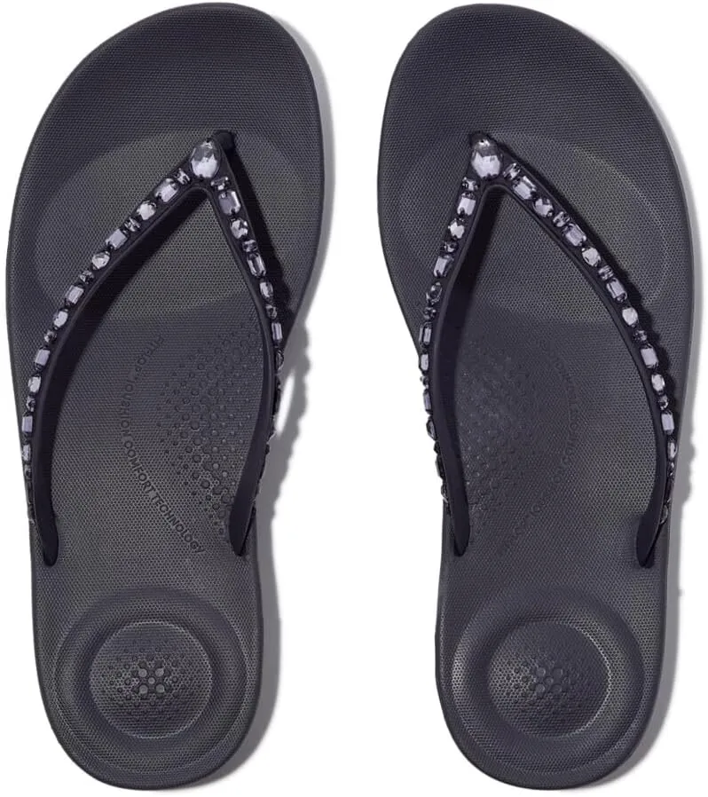 FitFlop Women's Iqushion Multi-Crystal Ergonomic Flip-Flops Wedge Sandal