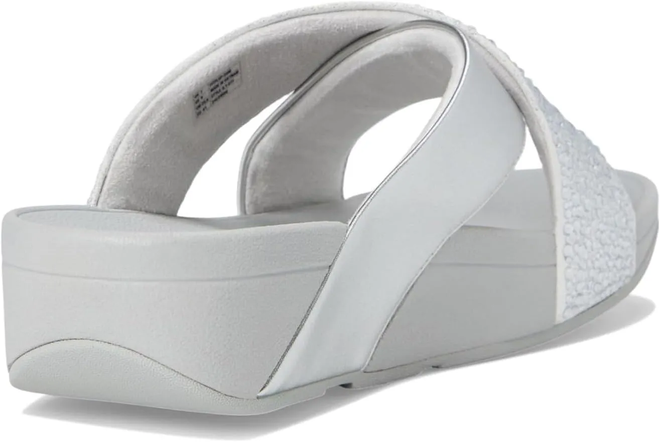 FitFlop Women's Lulu Crystal-Mix Metallic Cross Slides Wedge Sandal