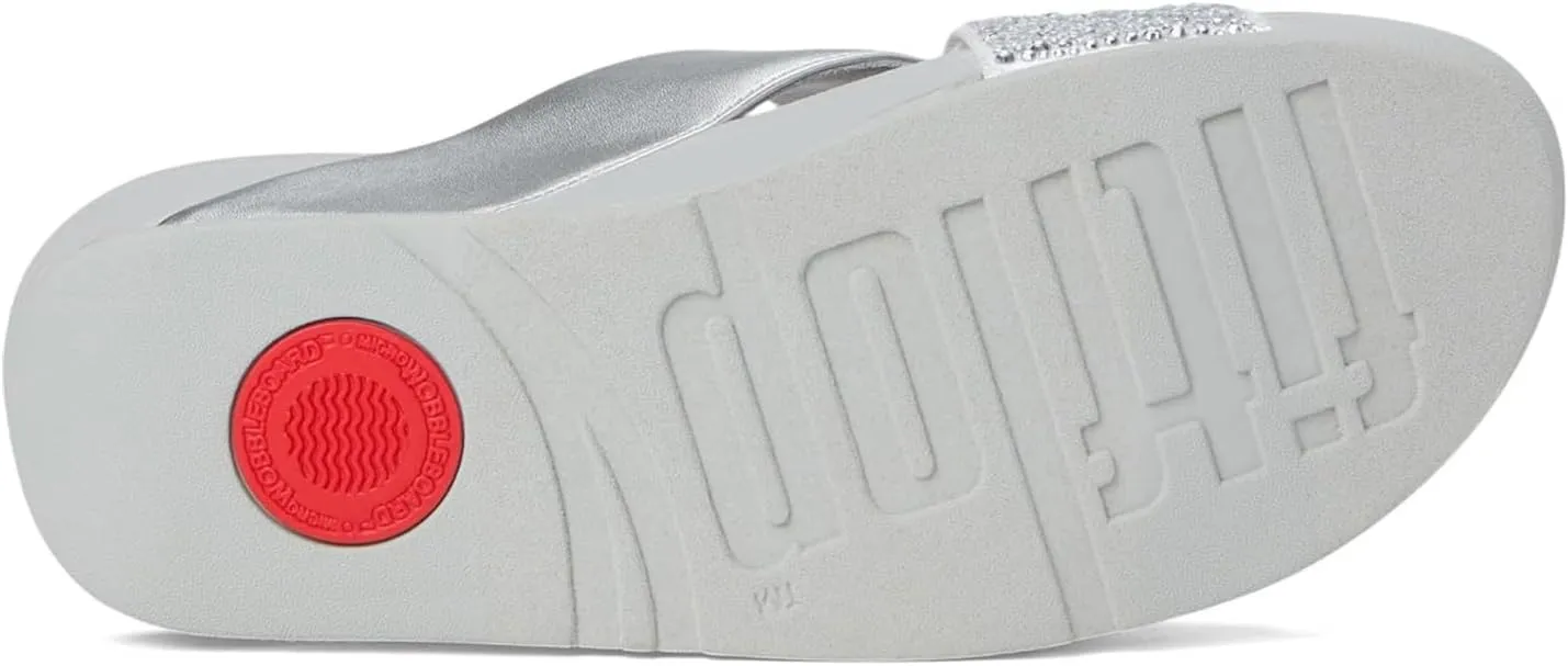FitFlop Women's Lulu Crystal-Mix Metallic Cross Slides Wedge Sandal
