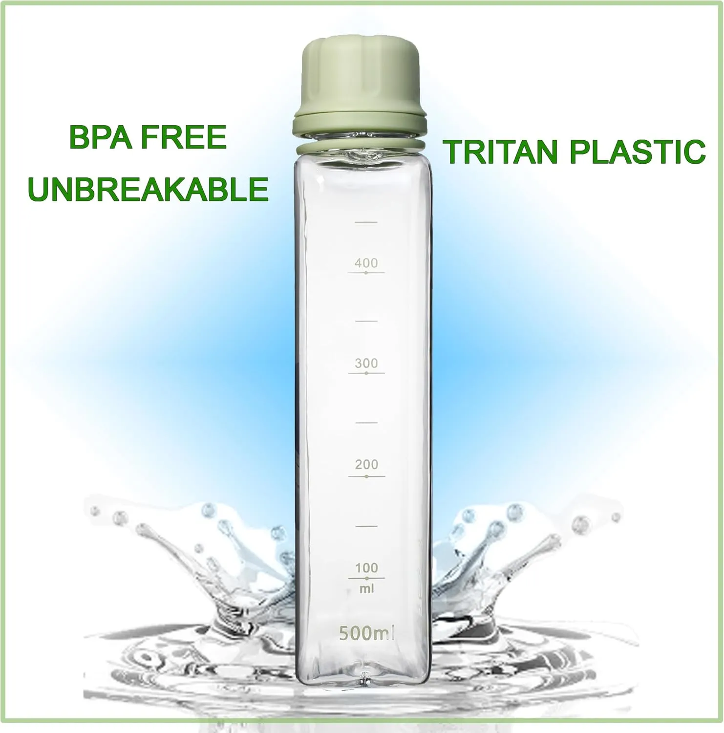 Flat Water Bottle 500ml – Nature-Inspired Design, Eco-Friendly & BPA-Free, Leak-Proof Slim Bottle for Travel, Work, School, Ideal for All Ages, Recyclable & Portable portable water flask (Landscape)