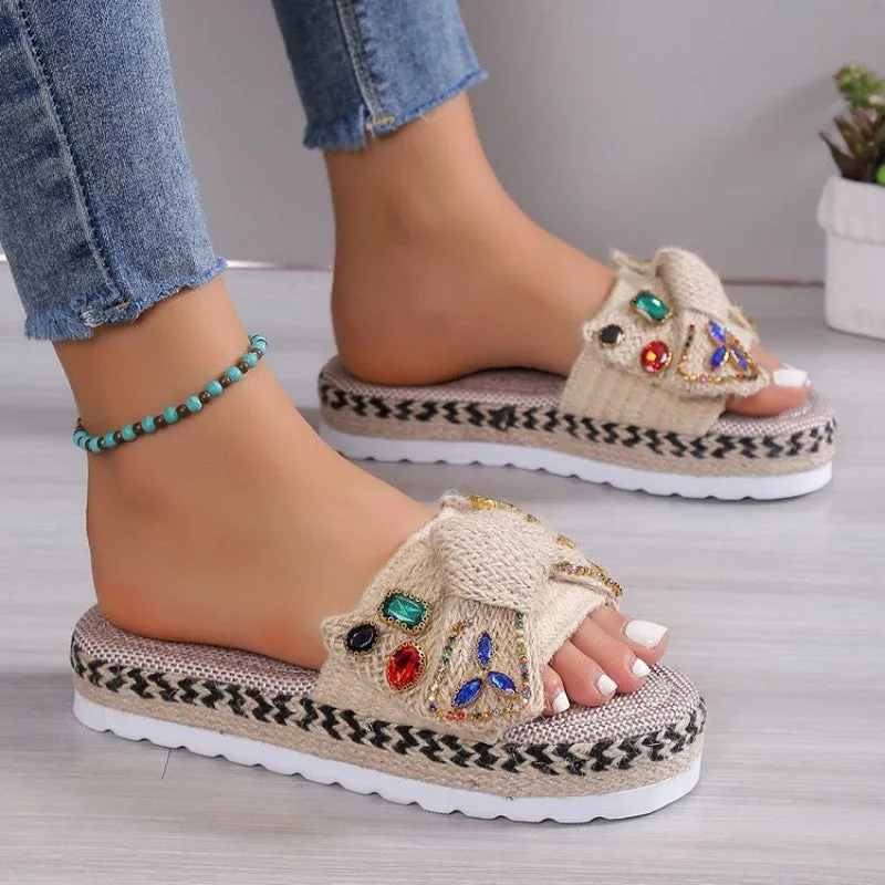 Flexible Comfortable Casual Round Shoes Patchwork Excellent service Rhinestone