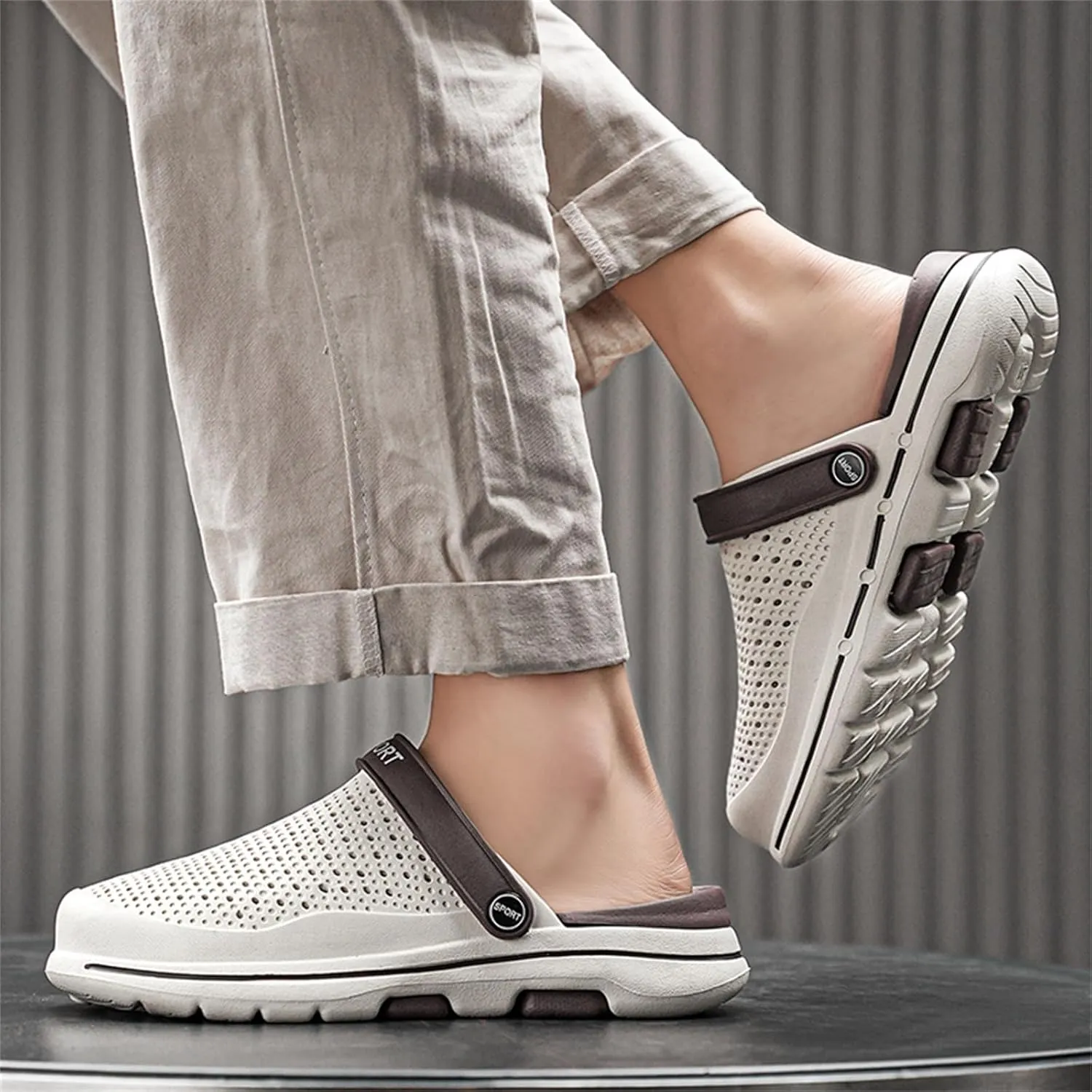 FLIOZY Mens Casual Sandals Breathable Mesh Walking Mules Sneakers Open Back Slip On Shoes Quick-Dry Slippers