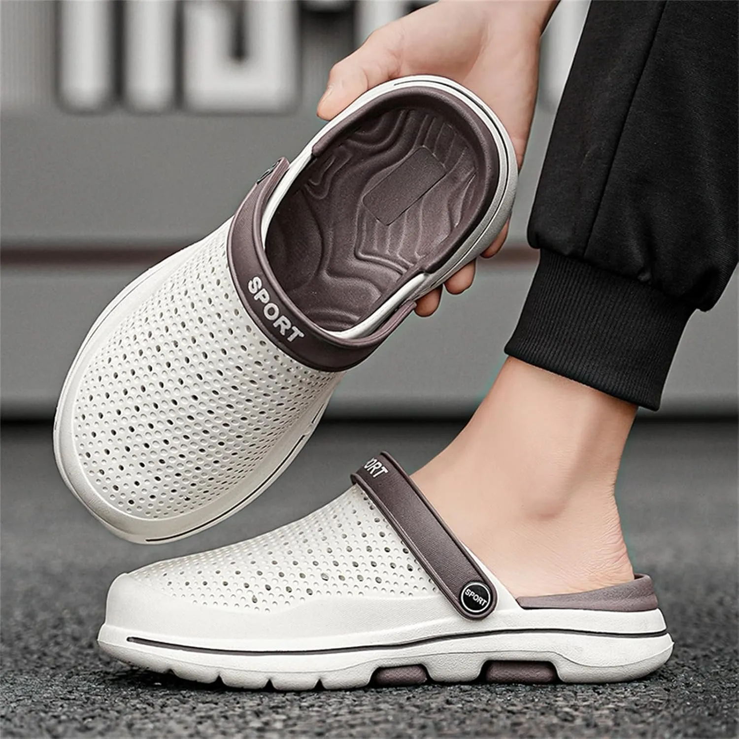 FLIOZY Mens Casual Sandals Breathable Mesh Walking Mules Sneakers Open Back Slip On Shoes Quick-Dry Slippers
