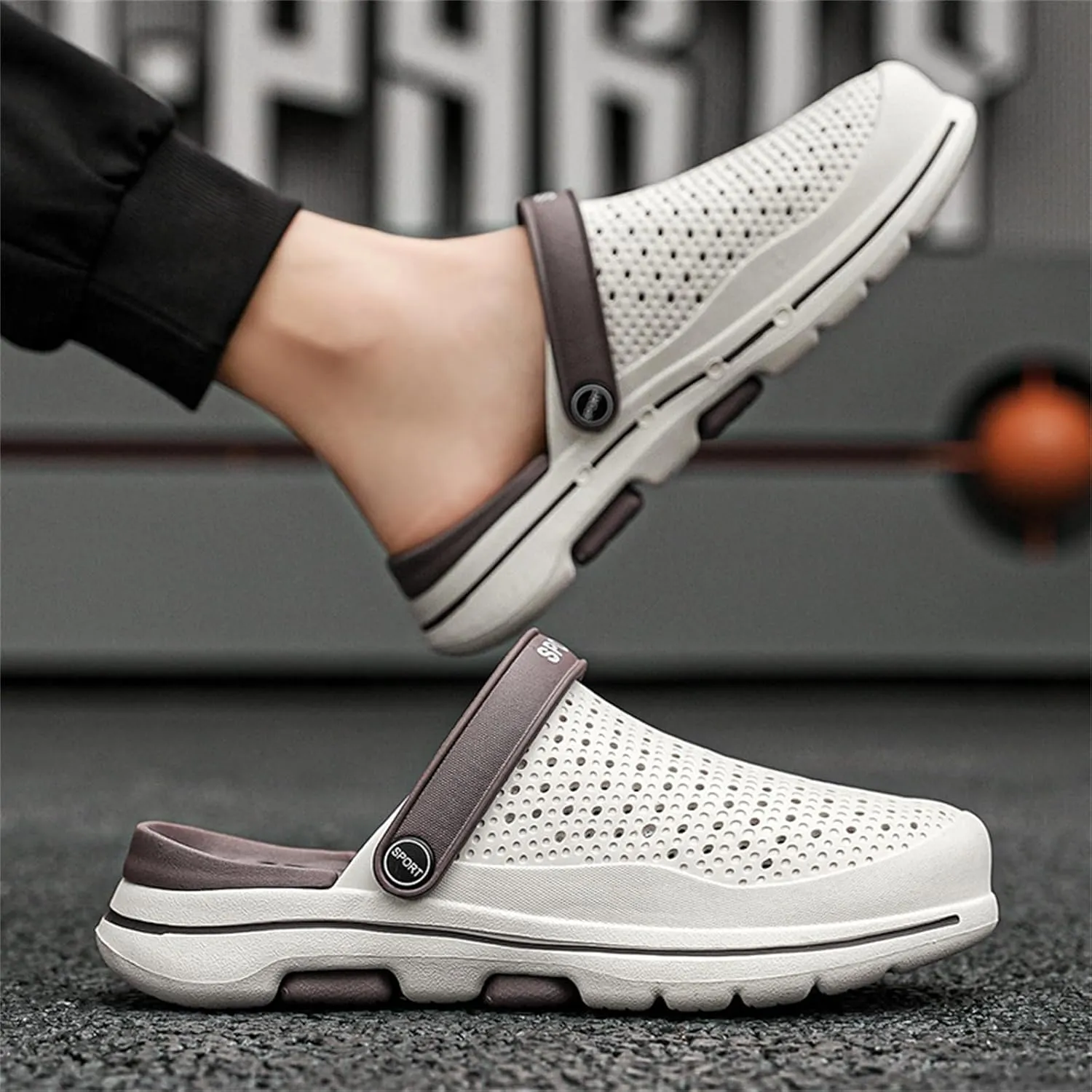 FLIOZY Mens Casual Sandals Breathable Mesh Walking Mules Sneakers Open Back Slip On Shoes Quick-Dry Slippers