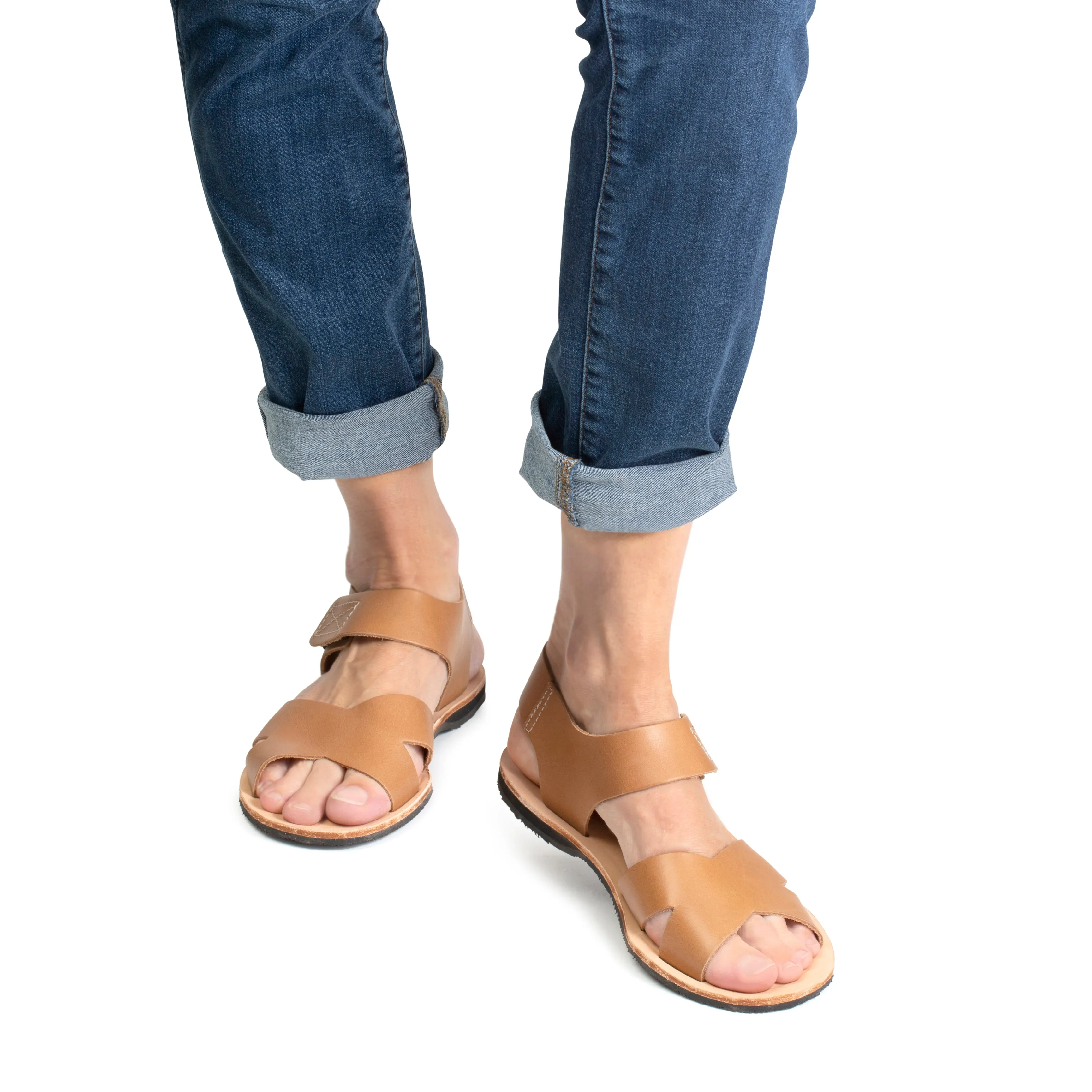 Frances Leather Sandal - Light Brown Perforated