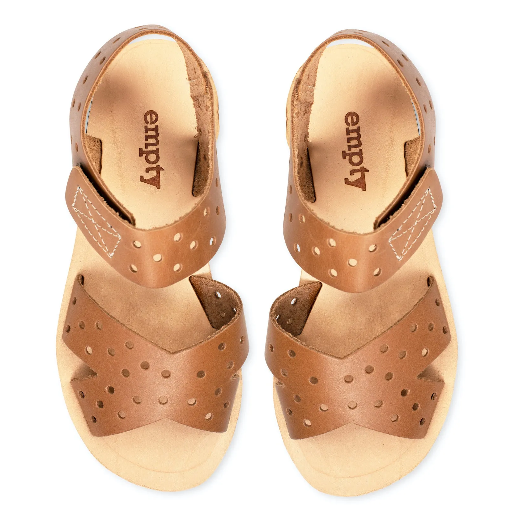 Frances Leather Sandal - Light Brown Perforated