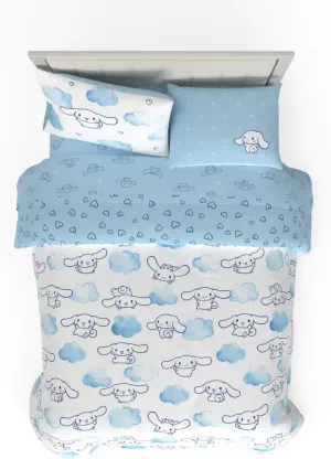 Franco Cinnamoroll Bedding 7 Piece Super Soft Cozy Reversible Comforter and Sheet Set with Sham, Queen, (100% Official Licensed Product)