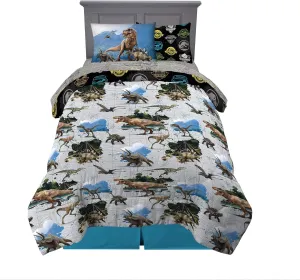 Franco Kids Bedding Super Soft Comforter and Sheet Set with Sham, 5 Piece Twin Size, Jurassic World,6A1348