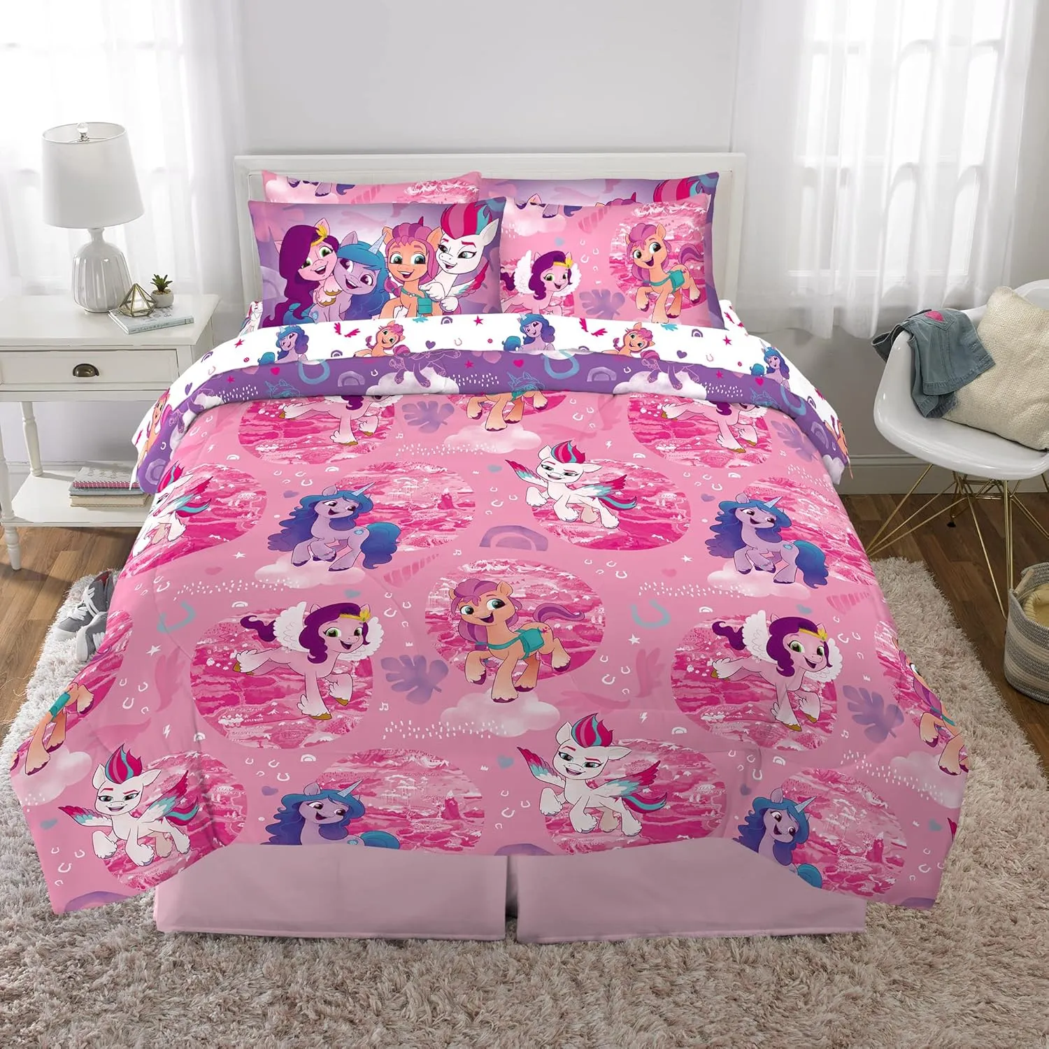 Franco Kids Bedding Super Soft Comforter and Sheet Set with Sham, 7 Piece Full Size, My Little Pony
