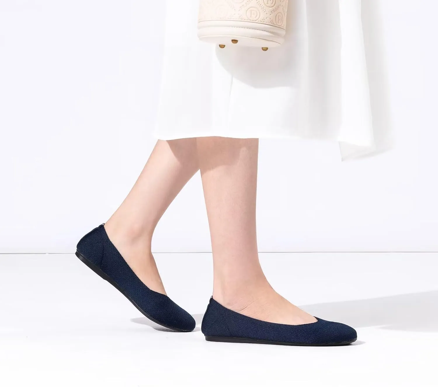 Frank Mully Women’s Ballet Flat Shoes Knit Dress Shoes Round Toe Slip On Ballerina Walking Flats Shoes for Woman Low Wedge Comfort Soft
