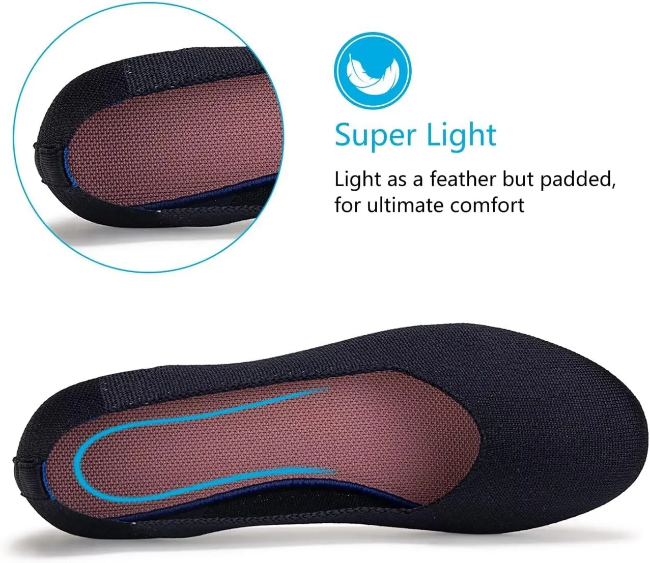 Frank Mully Women’s Ballet Flat Shoes Knit Dress Shoes Round Toe Slip On Ballerina Walking Flats Shoes for Woman Low Wedge Comfort Soft