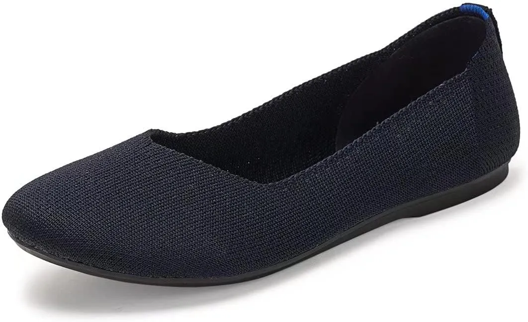 Frank Mully Women’s Ballet Flat Shoes Knit Dress Shoes Round Toe Slip On Ballerina Walking Flats Shoes for Woman Low Wedge Comfort Soft