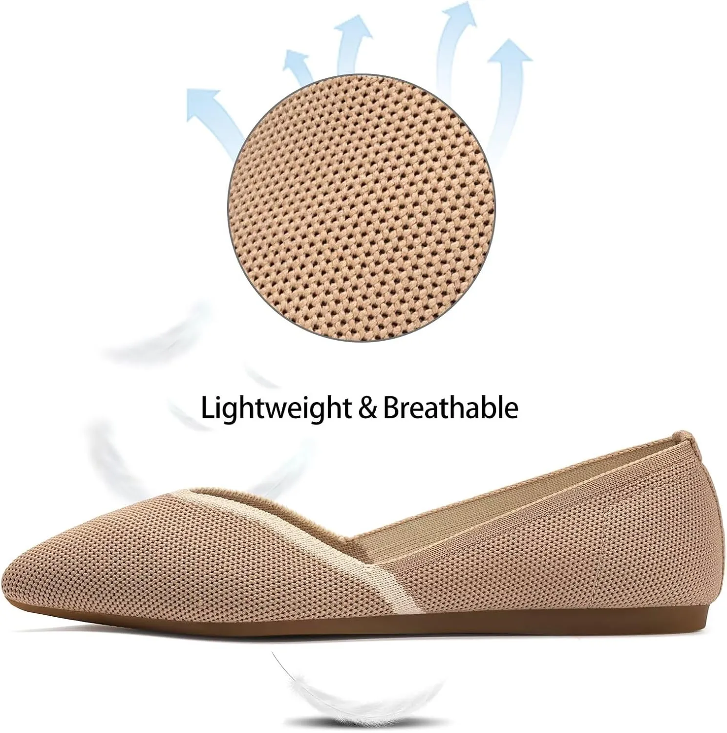 Frank Mully Womens Flat Shoes Classic Pointed Toe Flats Knitted Dress Shoes Soft Flats for Woman Comfortable Dressy