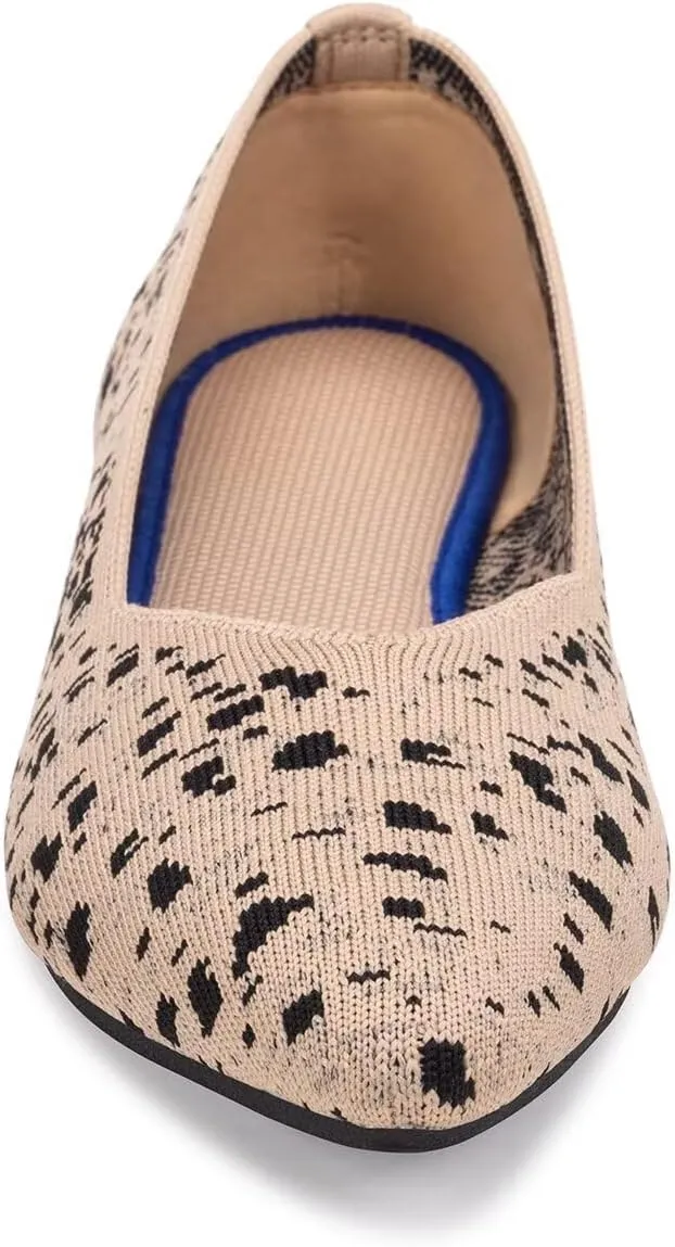 Frank Mully Womens Flat Shoes Classic Pointed Toe Flats Knitted Dress Shoes Soft Flats for Woman Comfortable Dressy