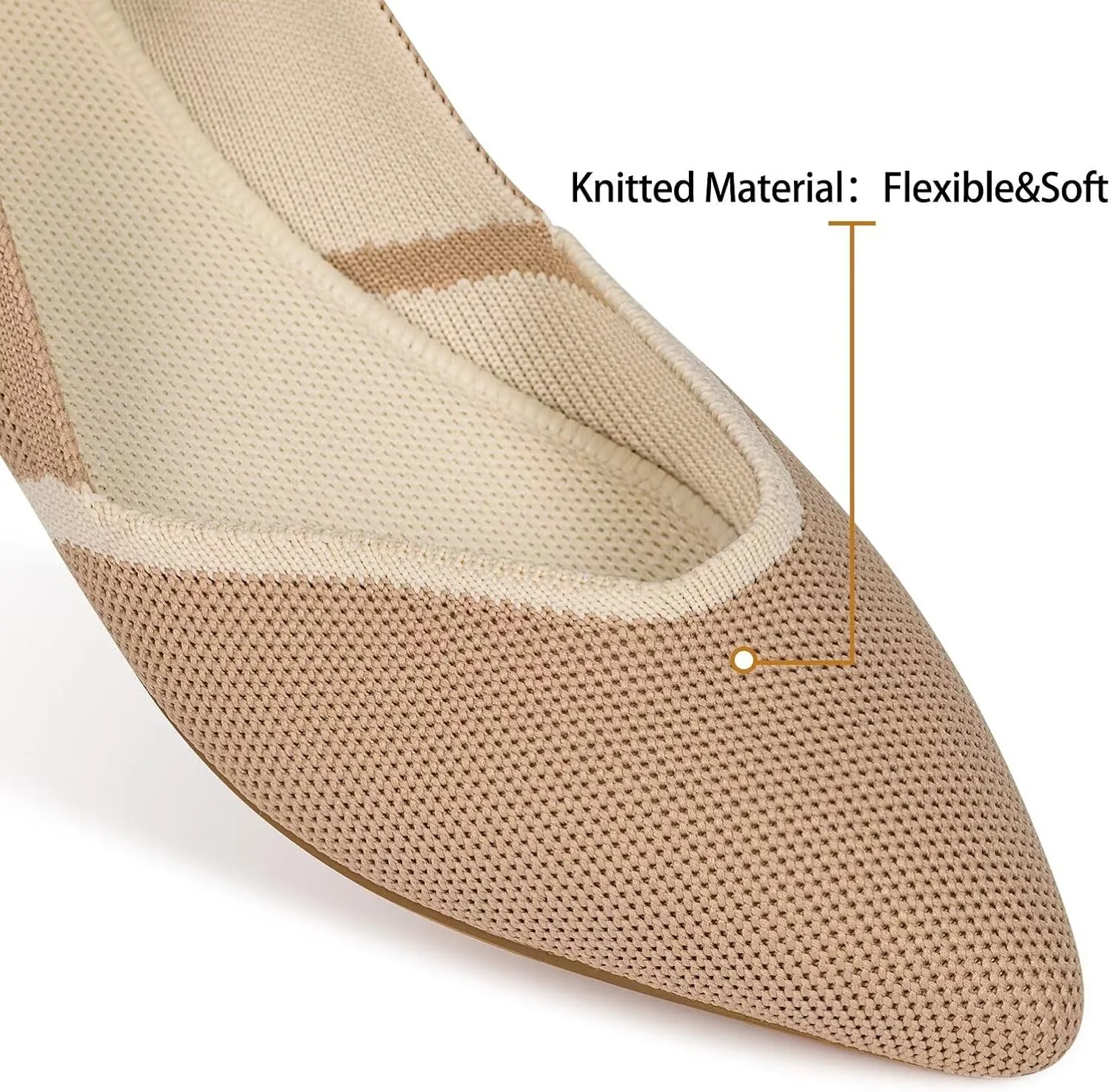 Frank Mully Womens Flat Shoes Classic Pointed Toe Flats Knitted Dress Shoes Soft Flats for Woman Comfortable Dressy