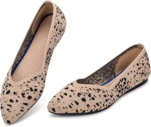 Frank Mully Womens Flat Shoes Classic Pointed Toe Flats Knitted Dress Shoes Soft Flats for Woman Comfortable Dressy