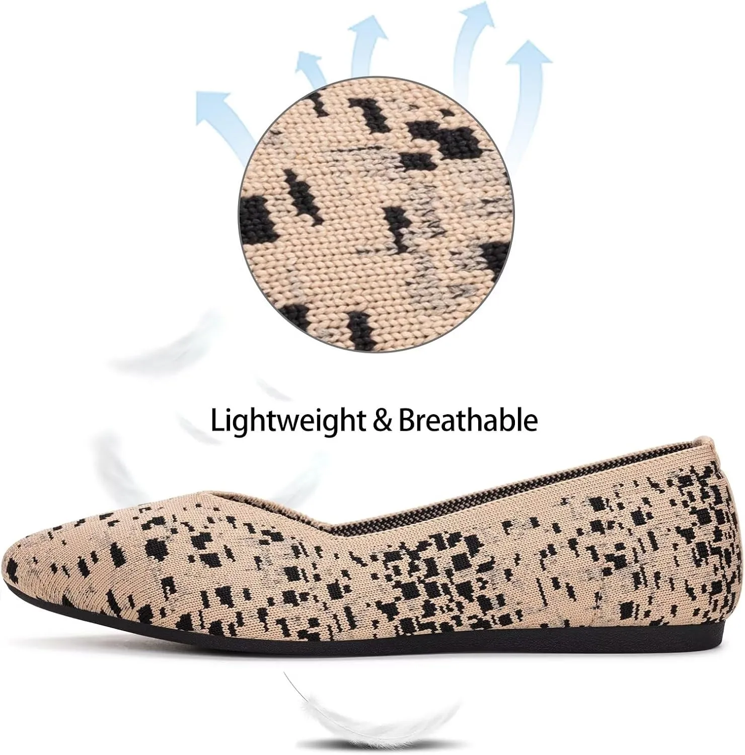 Frank Mully Womens Flat Shoes Classic Pointed Toe Flats Knitted Dress Shoes Soft Flats for Woman Comfortable Dressy