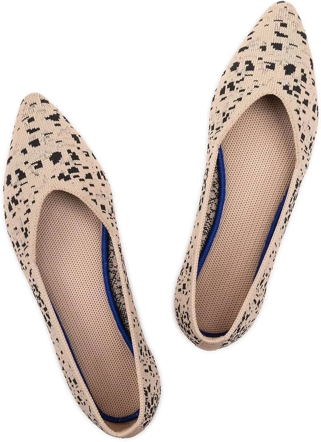 Frank Mully Womens Flat Shoes Classic Pointed Toe Flats Knitted Dress Shoes Soft Flats for Woman Comfortable Dressy