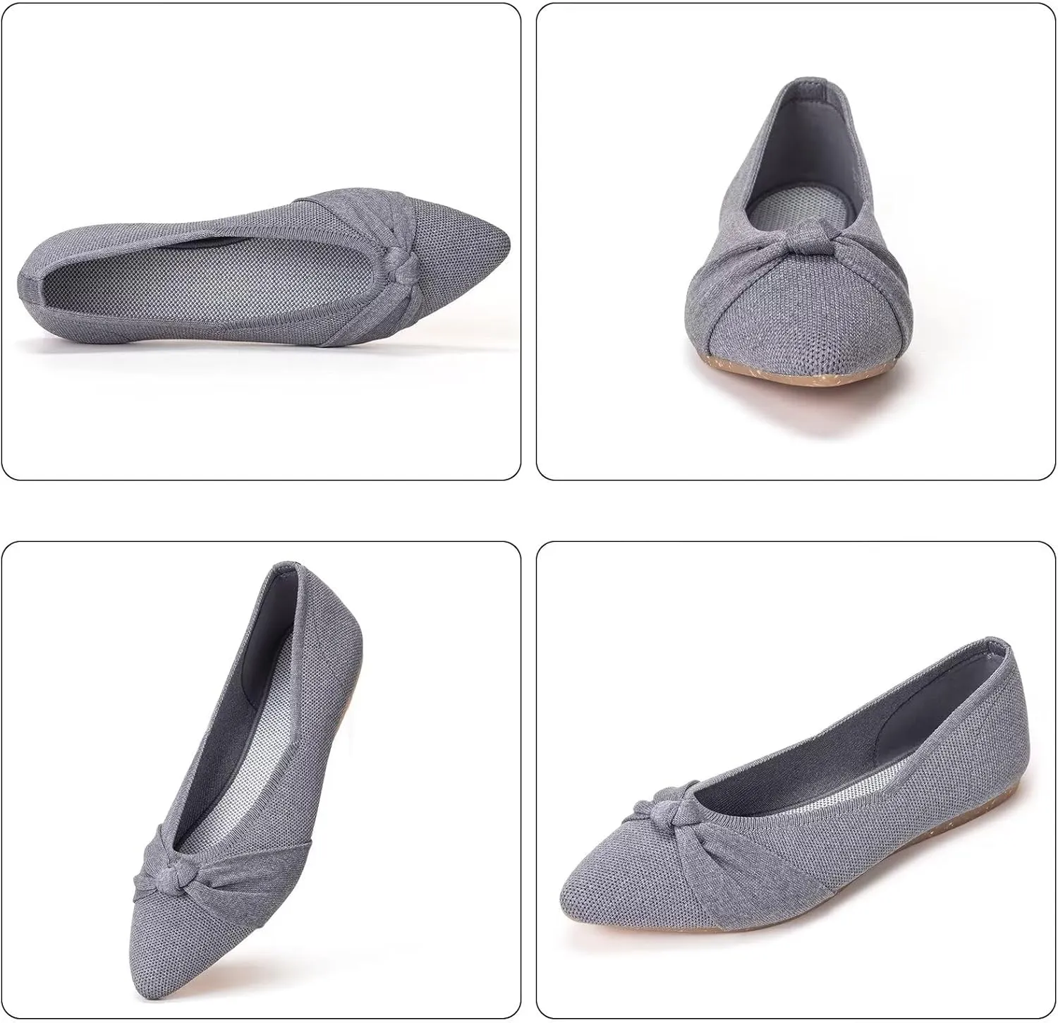 Frank Mully Womens Flat Shoes Classic Pointed Toe Flats Knitted Dress Shoes Soft Flats for Woman Comfortable Dressy