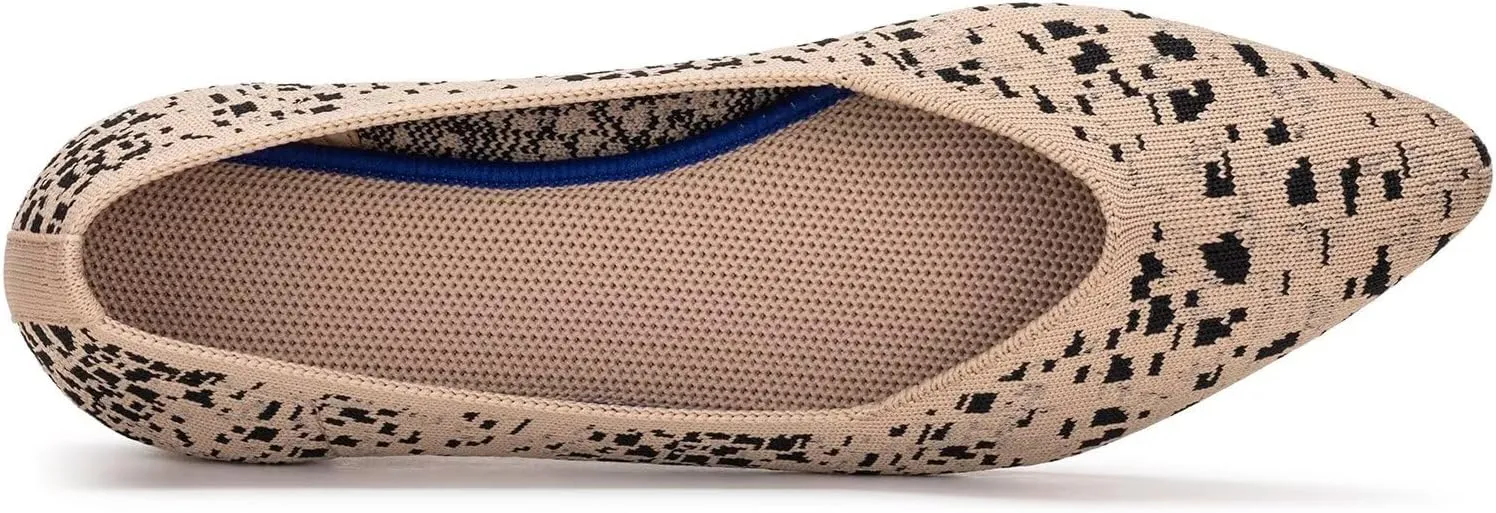Frank Mully Womens Flat Shoes Classic Pointed Toe Flats Knitted Dress Shoes Soft Flats for Woman Comfortable Dressy