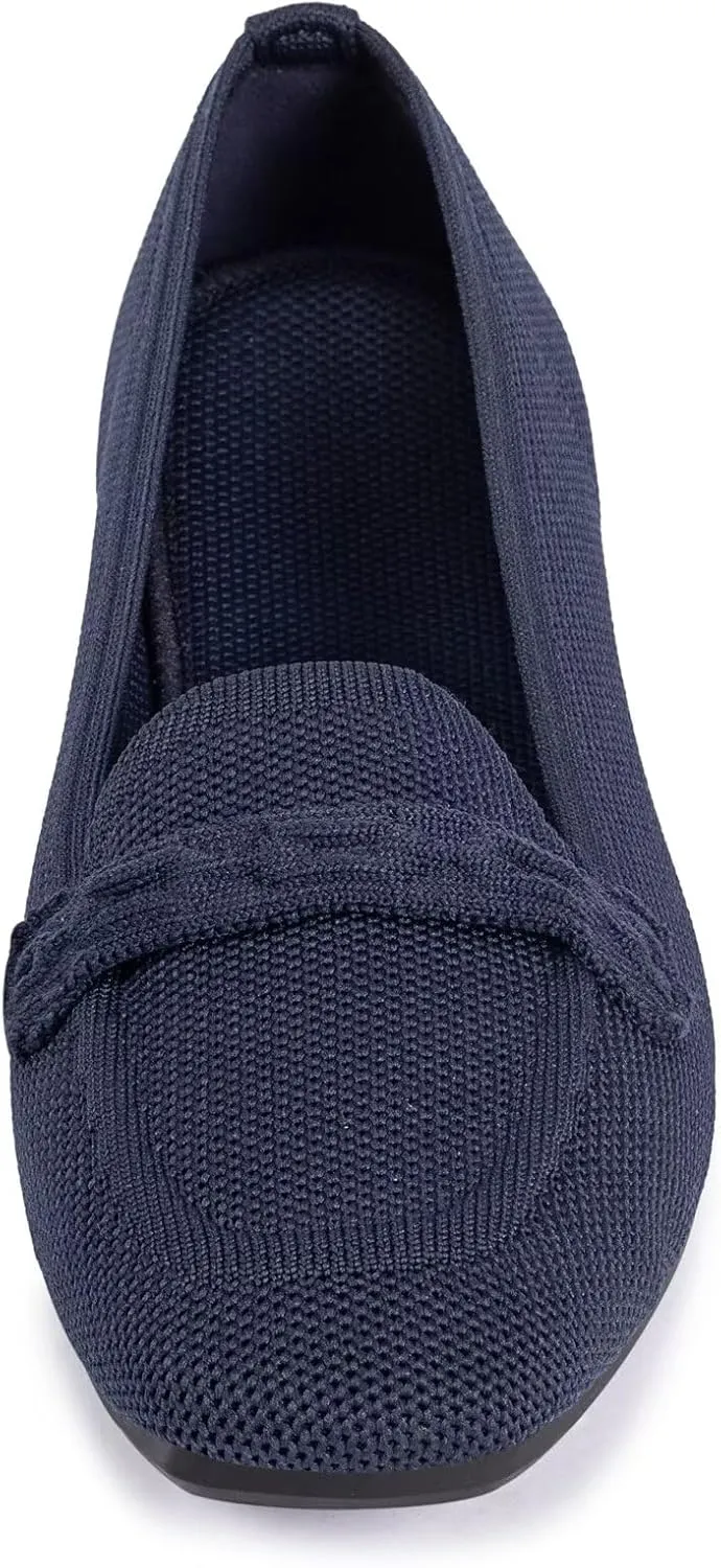 Frank Mully Women's Loafer Flats Square Toe Comfortable Office Work Shoes, Cute Penny Loafer Slip On Walking Driving Shoes