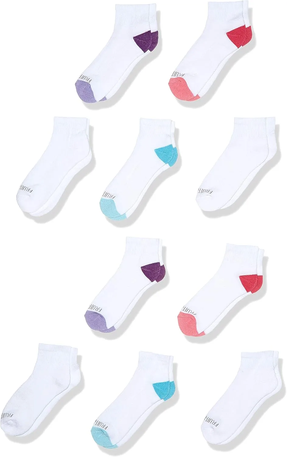 Fruit of the Loom Girls' Little 10-Pair Everyday Soft Ankle Socks