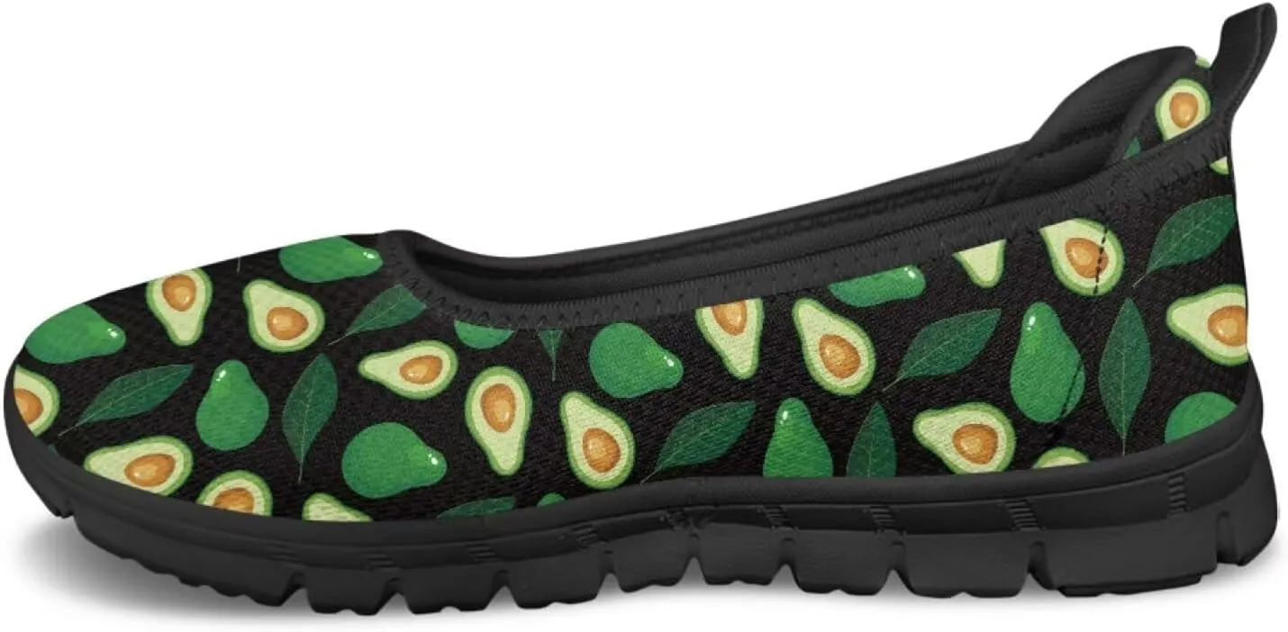 Fruit Print Shoes for Women Slip On Low Cut Loafer Flats Mesh Non Slip Indoor Outdoor Comfortable Shoes for Everyday Wear