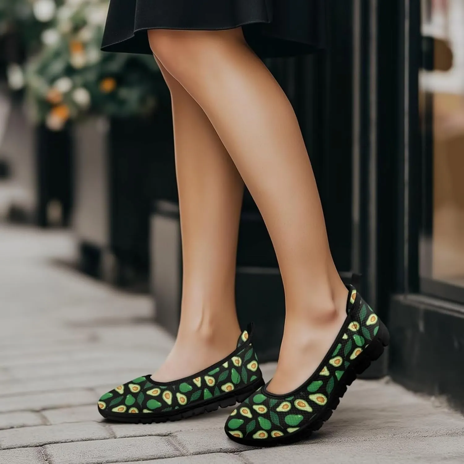 Fruit Print Shoes for Women Slip On Low Cut Loafer Flats Mesh Non Slip Indoor Outdoor Comfortable Shoes for Everyday Wear