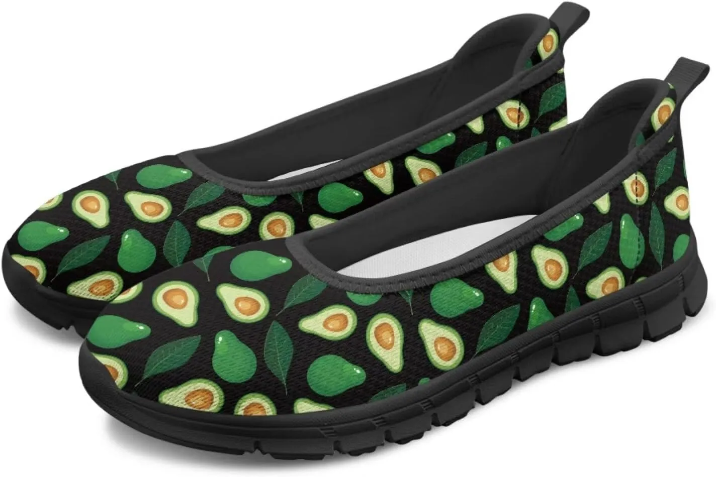 Fruit Print Shoes for Women Slip On Low Cut Loafer Flats Mesh Non Slip Indoor Outdoor Comfortable Shoes for Everyday Wear