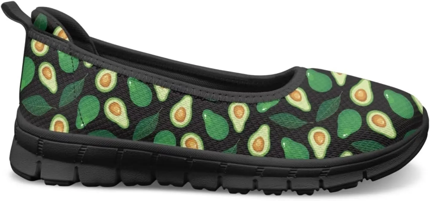Fruit Print Shoes for Women Slip On Low Cut Loafer Flats Mesh Non Slip Indoor Outdoor Comfortable Shoes for Everyday Wear