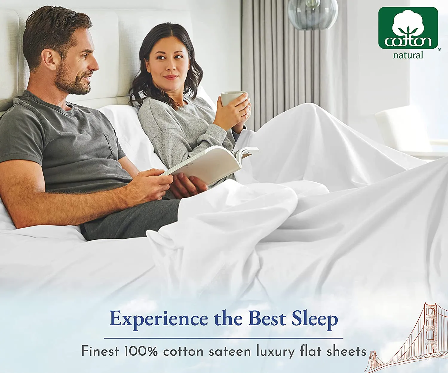 Full Size Flat Sheet, 400 Thread Count 100% Cotton Sheet Sateen, Cooling Bed Sheets, White Flat Sheet, Full Sheets, Top Sheets, Single Full Flat Sheet Only (Bright White)
