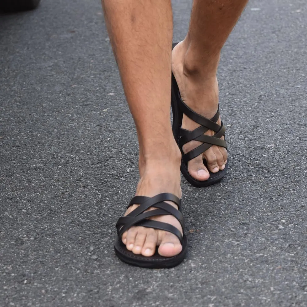 Gad - Leather Criss Cross Strap Sandal - Mens Sandals