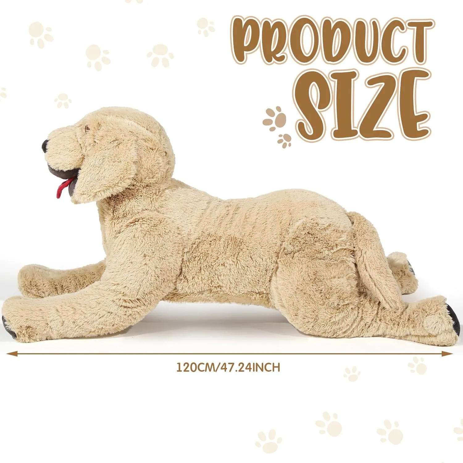 Geosar Dog Stuffed Animals Plush 47.2 Inch Soft Cuddly Golden Retriever Plush Toys Large Stuffed Dog Body Pillow Gifts for Kids Girls Boys Birthday